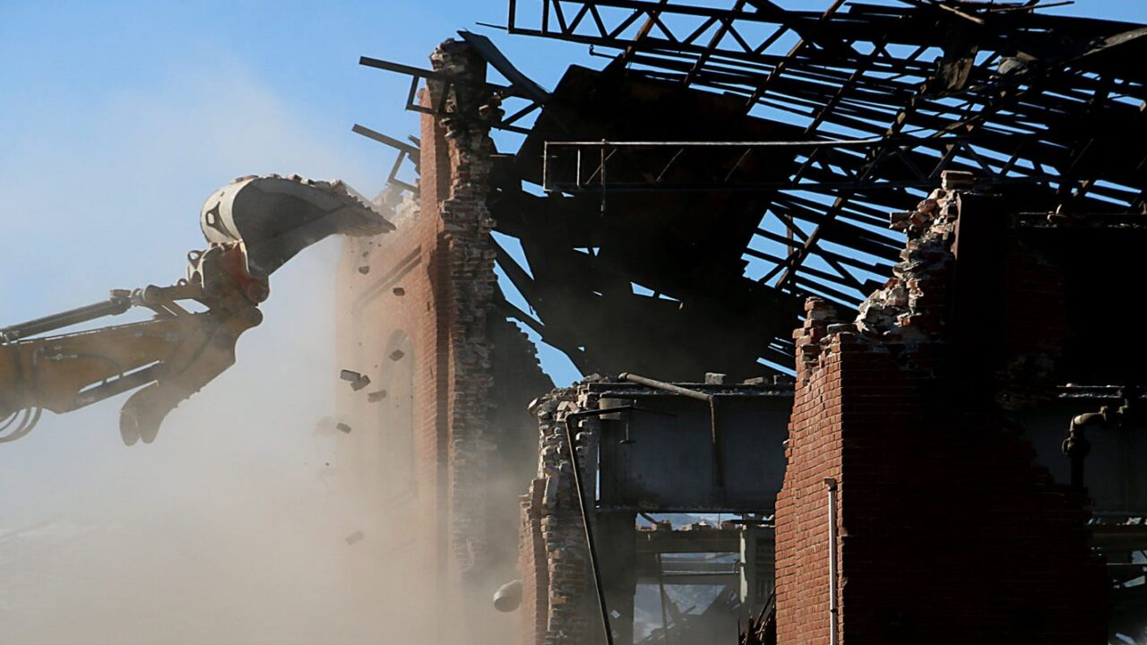 Demolition begins on historic Southern Pacific Railroad machine shop in Sparks.